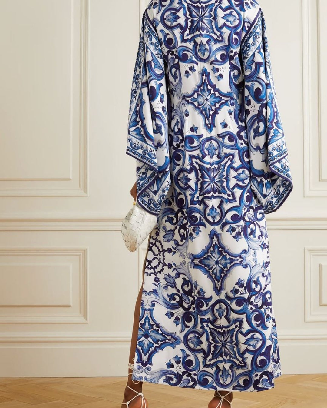 Blue Lined Print Dress