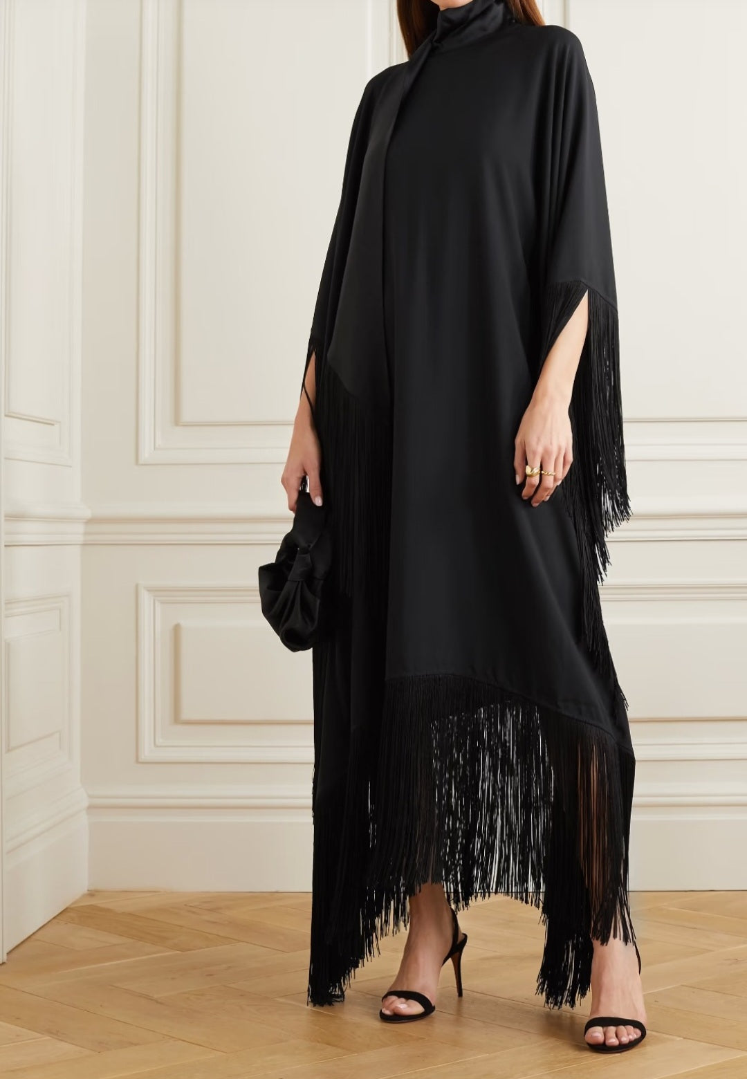 Audrey Black Fringe Kaftan