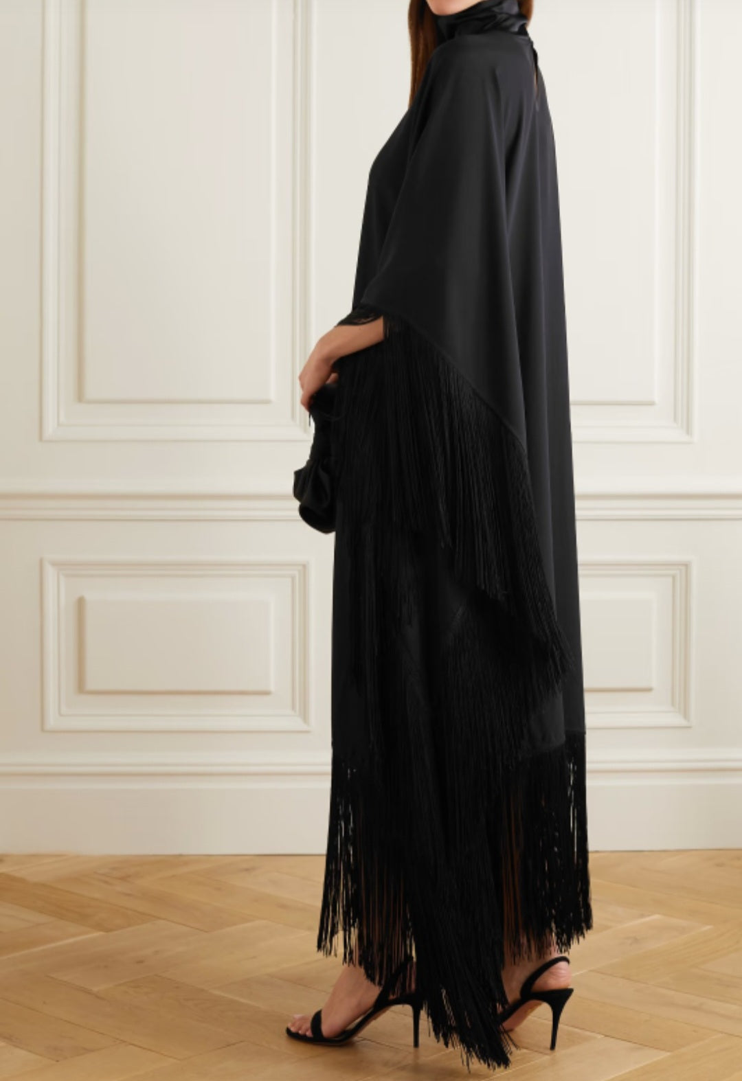 Audrey Black Fringe Kaftan