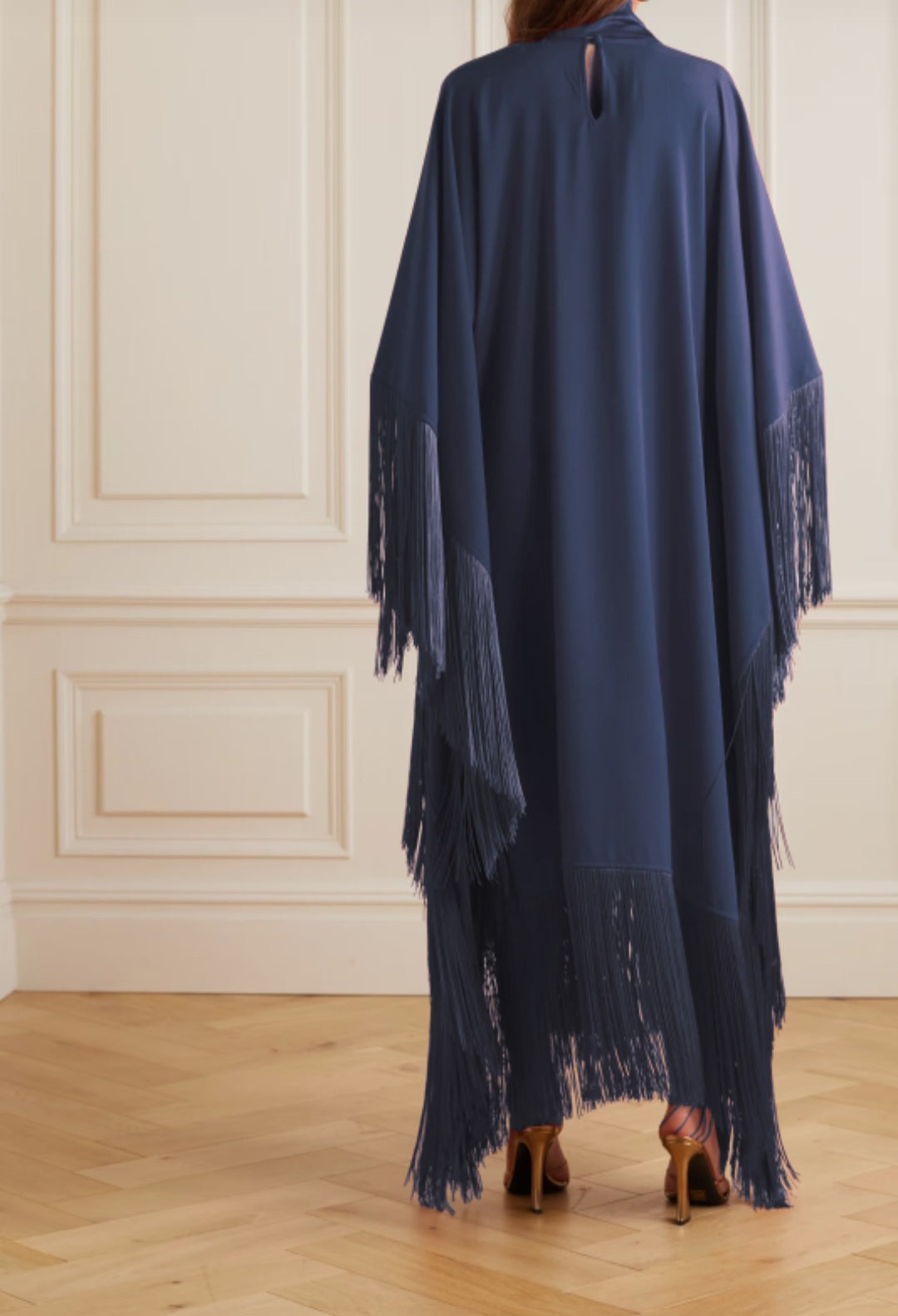 Audrey Navy Fringe Kaftan