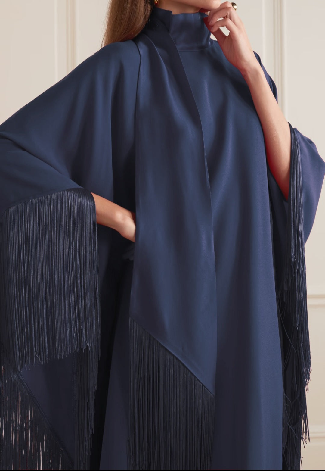 Audrey Navy Fringe Kaftan