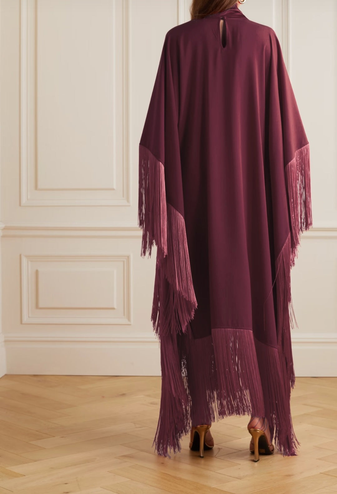 Audrey Wine Fringe Kaftan