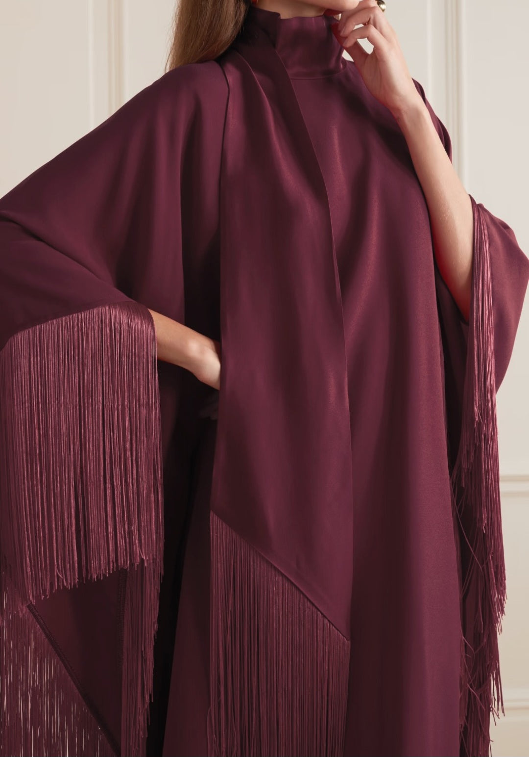 Audrey Wine Fringe Kaftan